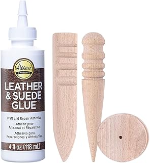 Leather Glue Adhesive - Aleenes Leather Fabric Glue for Patches, Upholstery, Tears, Canvas, Clothing, 3 Pack Burnishing To...