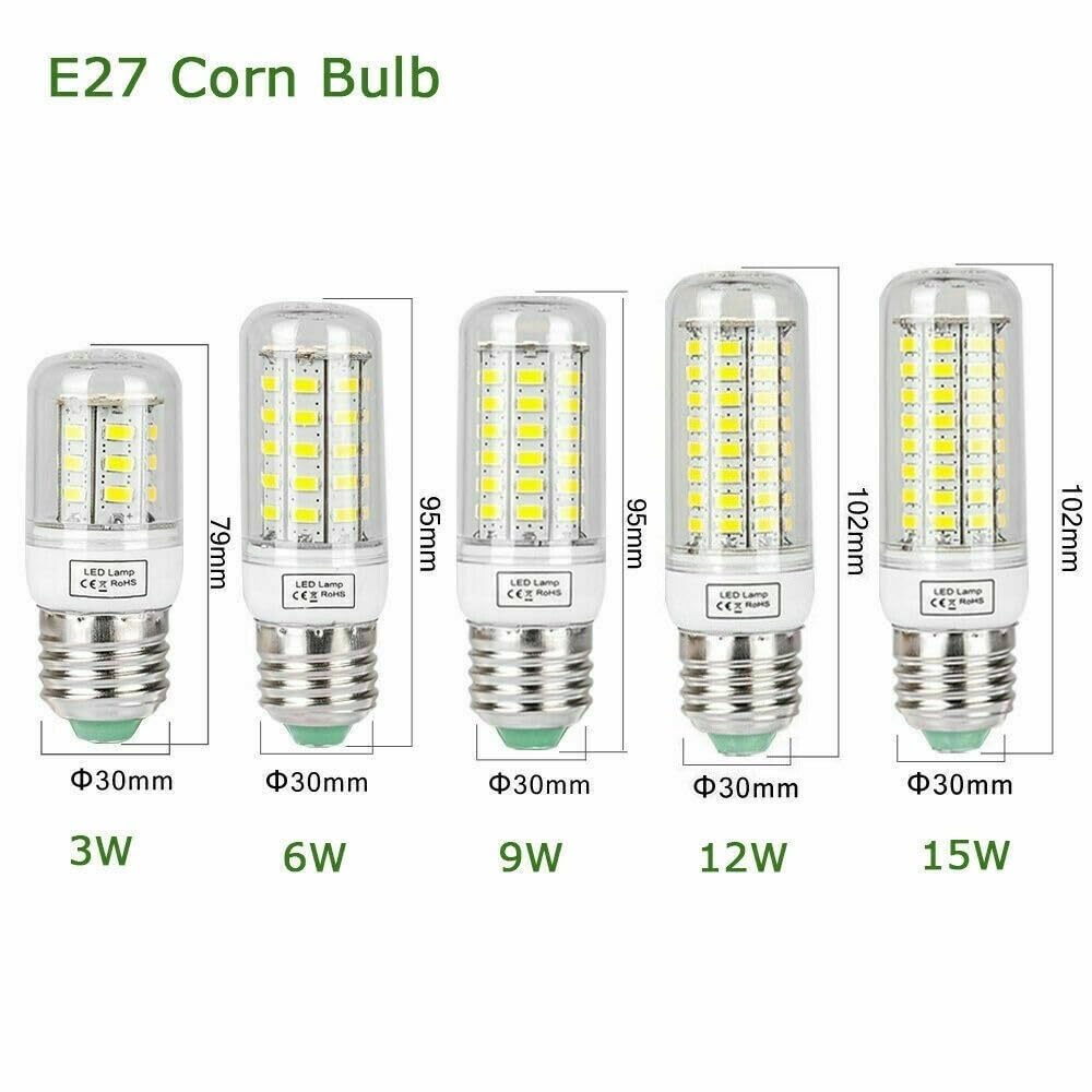 Lampadine per la casa, Confezione da 10, lampadine a LED a Forma di Mais AC110V 3W/6W/9W/12W/15W E14/E27/B22/G9/GU10 5730SMD per Lampada da Ufficio e casa