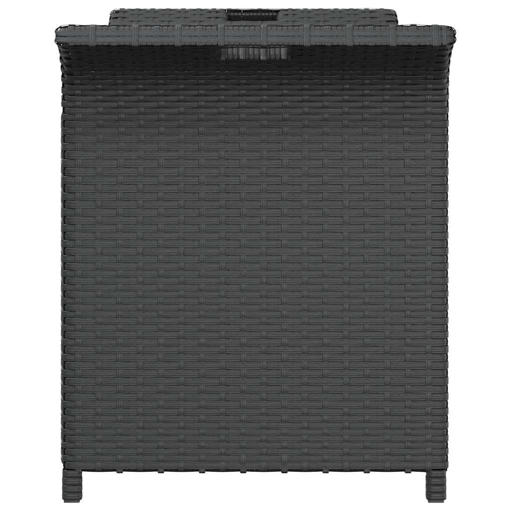 2-Seater Wicker Outdoor Storage Bench with Cushion, Black