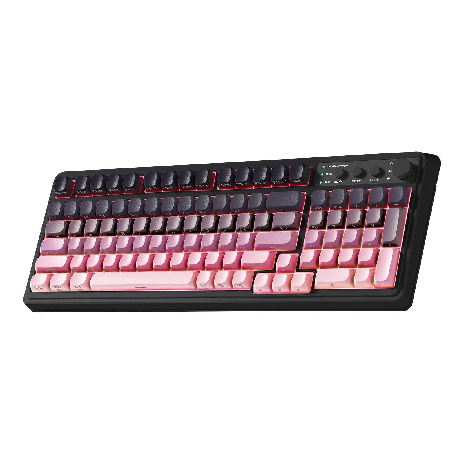 AULA 99 Wireless Keyboard, Custom Computer Keyboard, Tri-Mode Bluetooth 5.0/2.4GHz/USB-C Cute Creamy Gaming Keyboards with Number Pad, RGB Backlit Media Knob Programmable Keybaord for PC Gamer - Grey - 4