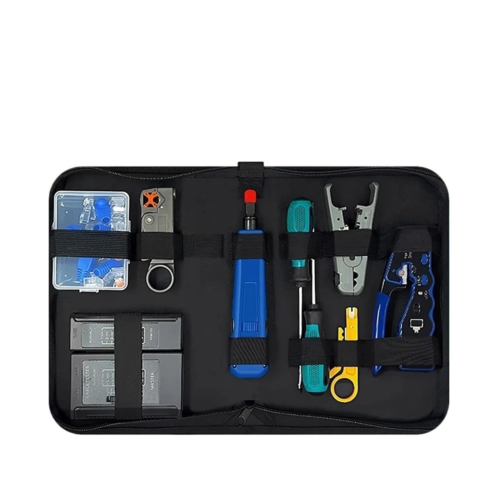 Kit de Herramientas de Red Mantenimiento de Ethernet Comprobador de Cables Crimpadora Juego de reparación con Bolsa(2)