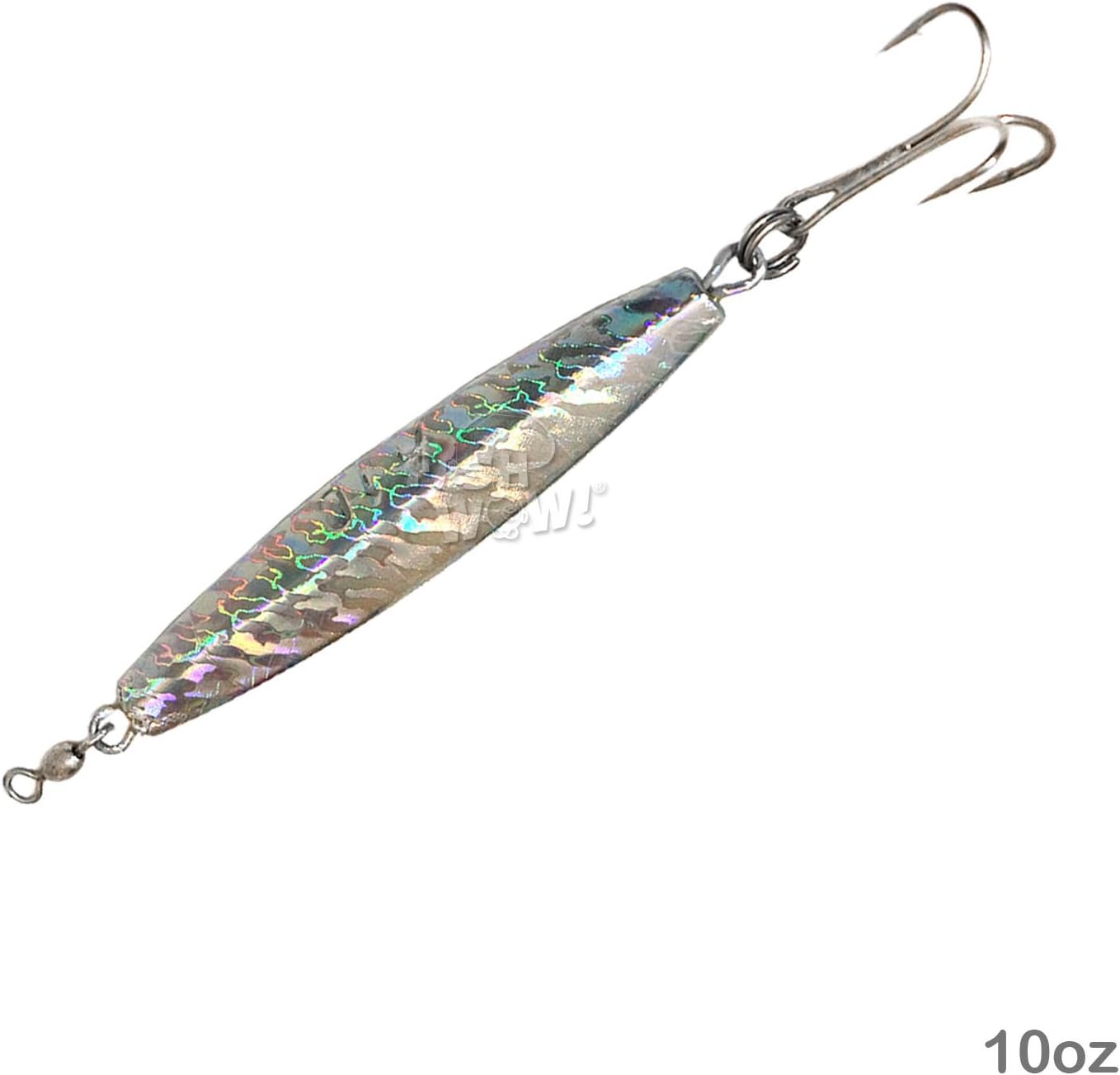 10pcs Fish WOW! 10oz Diamond Jigs Chrome Silver jig + Mylar Holographic Laser Metal jig with a 5/0 Treble Hook Saltwater