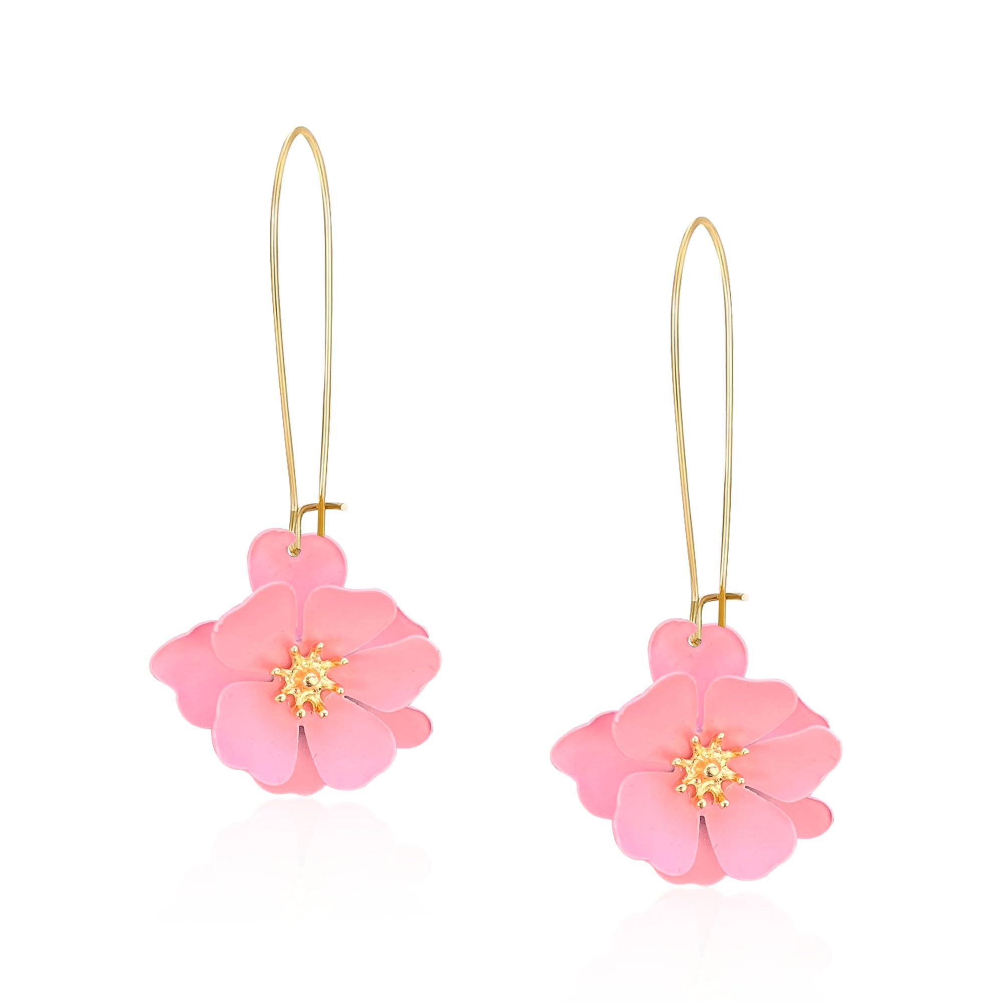 YUNXI Unique Boho Flower Dangle Earrings Exaggerated Layered Floral Petal Drop Dangle Statement Stud Earring for Women Jewelry with Box