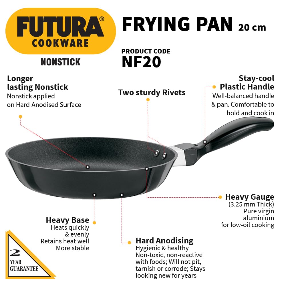 Hawkins Futura 20 cm Frying Pan, Non Stick Fry Pan, Small Frying Pan, Black (NF20) Hawkins Futura 20 cm Frying Pan, Non Stick Fry Pan, Small Frying Pan, Black (NF20)
