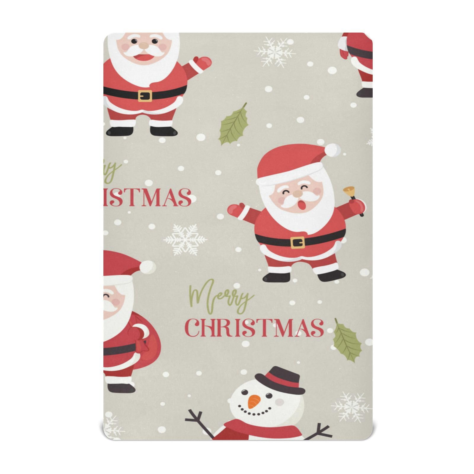 Moudou Christmas Santa Claus Playard Sheet for Boy Girls, Soft Breathable Fitted Toddler Sheet for Standard Playard Bed Mattress, 39 x 27 x 5 Inch