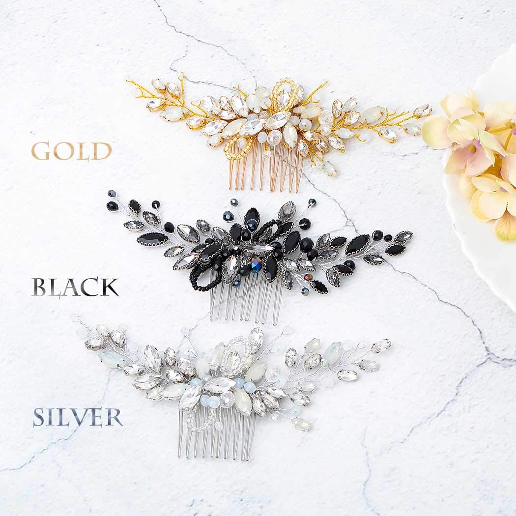 Handcess - Pettine per capelli da sposa, con strass argentati, accessorio per capelli da sposa, per donne e ragazze