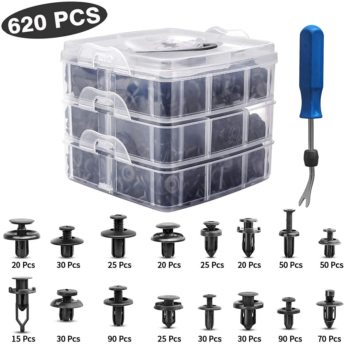 Amazon Autoam バンパークリップ トリムクリップ 6pcs 16種類 ユニバーサル自動車 フェンダー プラスチック製 リベット パネルはがし脱着工具 固定用 押し込み式 トリムファスナー トヨタ ベンツ Bmw ホンダ Nissan ニッサン フォード汎用 混合ファスナー 収納