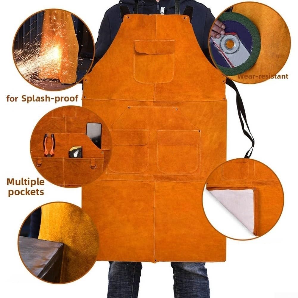 Tablier de soudage en cuir de vachette résistant à la chaleur 102 x 62 cm