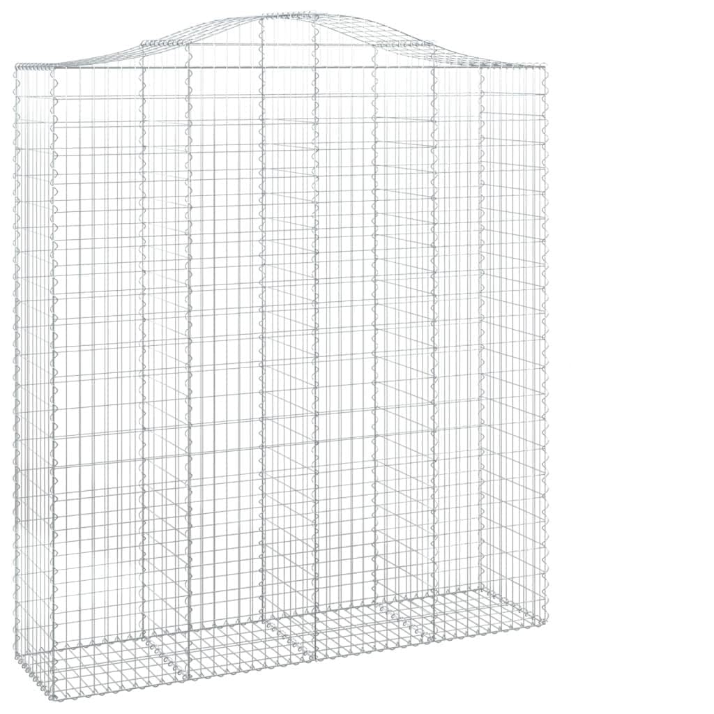 Gabiony z wysokim łukiem 6 szt. 200 x 50 x 220/240 cm ocynkowane żelazo, izolujące dźwięki bariery ogrodowe z odpornego na korozję drutu 3,5 mm dla stabilnej konstrukcji