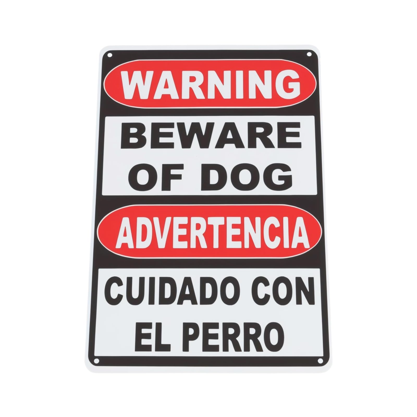 YINETTECH 1pc Beware of Dog Sign Aluminum Metal Warning Sign Bilingual Spanish English Warning Sign Outdoor Caution Sign for Pet Owners Visitors (8x12 inches)