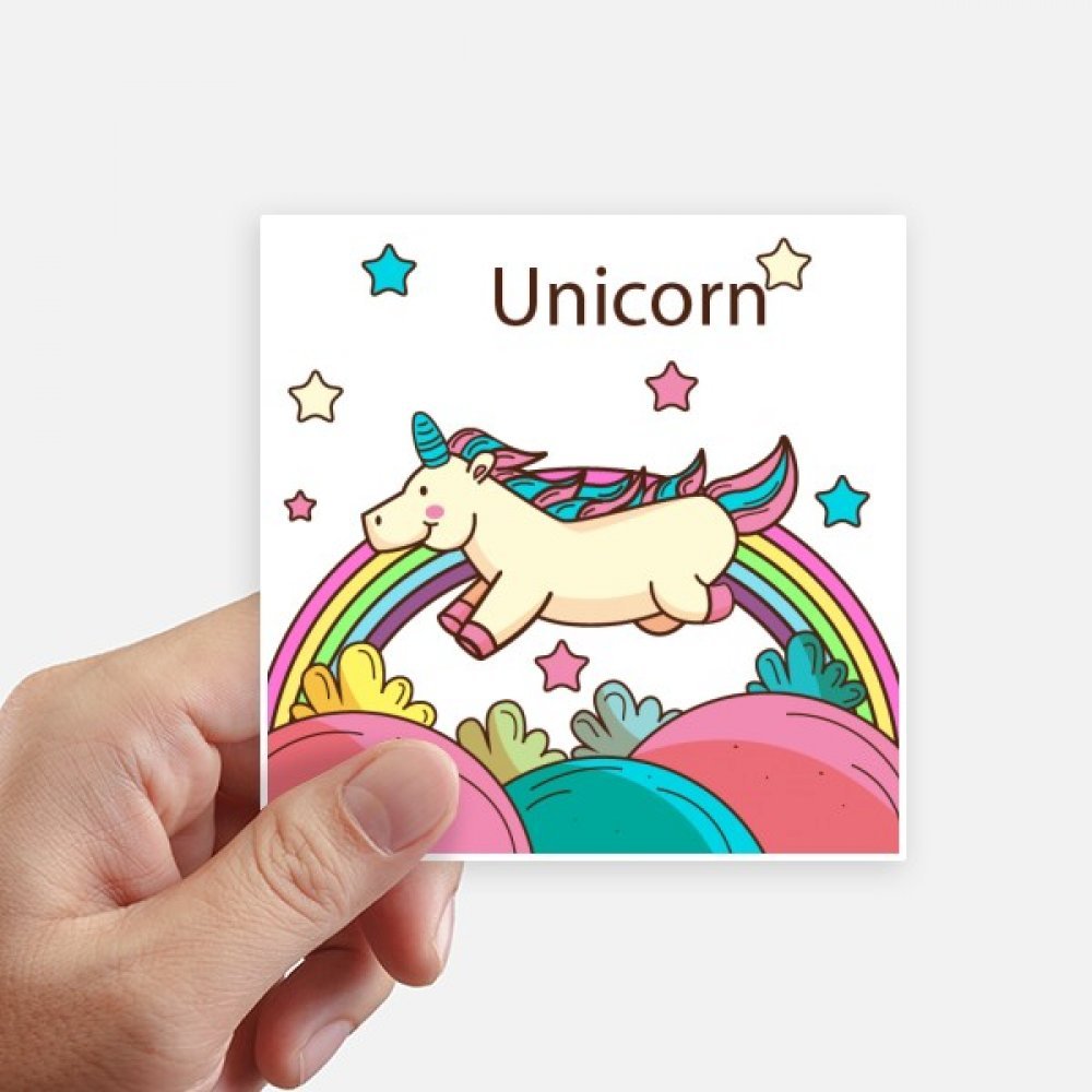 Autocollant carré de 10 cm multicolore motif licorne pour mur et valise 8 pièces