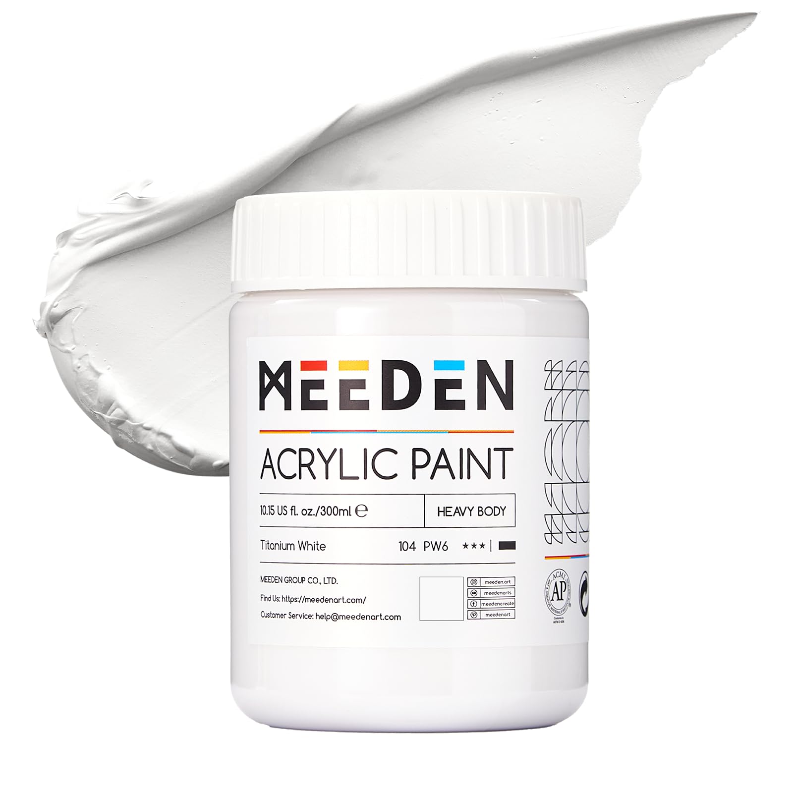 Meeden Titanium White - 300Ml Titanium White Acrylic Paint: 300Ml/ 10Oz Heavy Body Acrylic Paint Jar - Thick Art Paints For Professional Artists Painting On Canvas