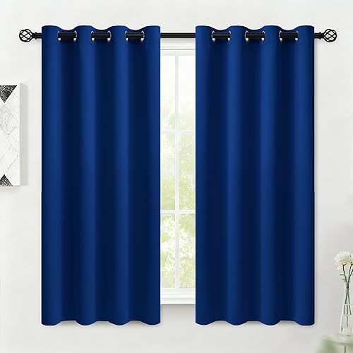 Miniatura 77 de COSVIYA Cortinas 100% opacas para dormitorio con forro negro, bloqueo de luz completa, aislamiento térmico y ojales, tratamiento de ventana de 54