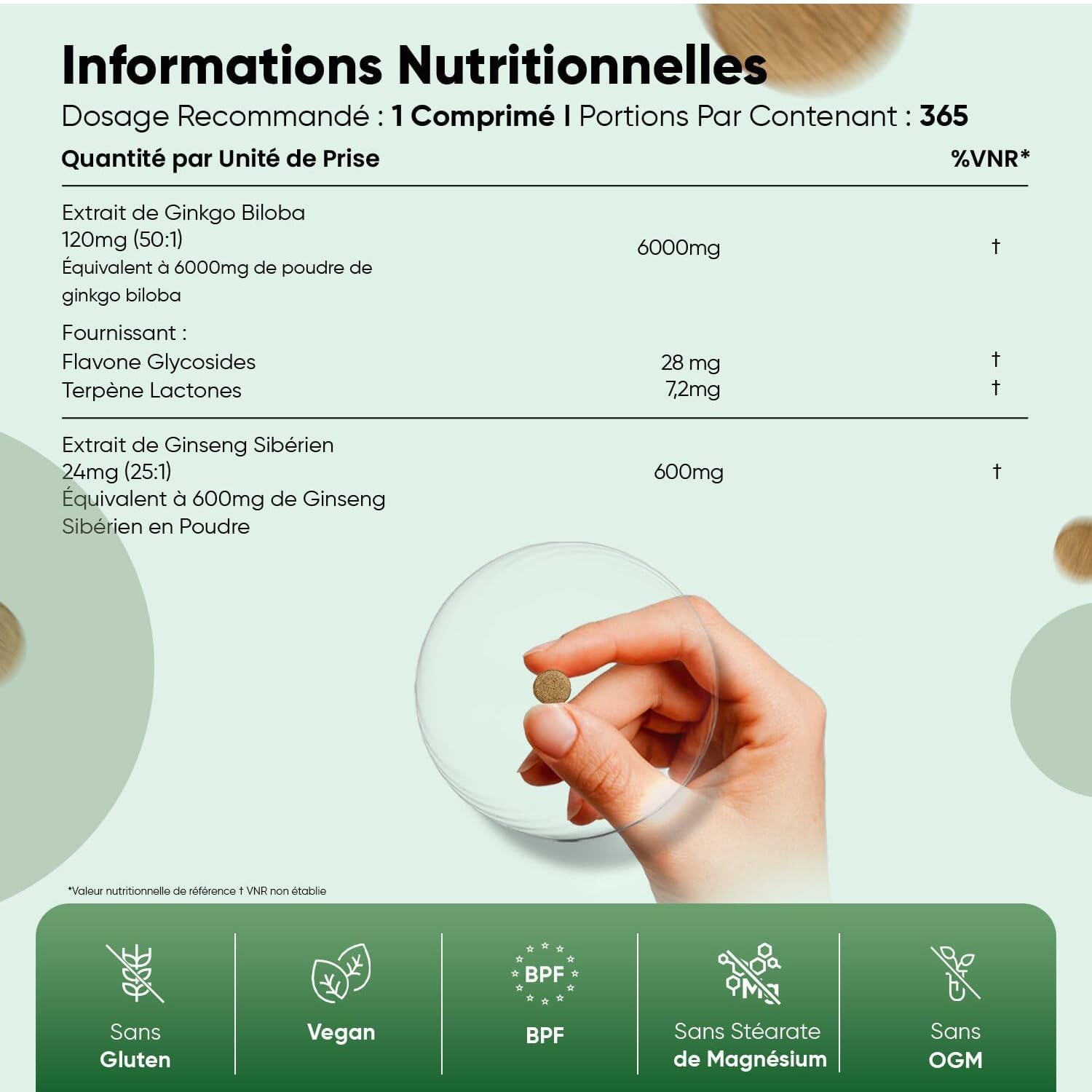 NAC Gélules & Ginkgo Biloba avec Ginseng Sibérien Micro-Comprimés