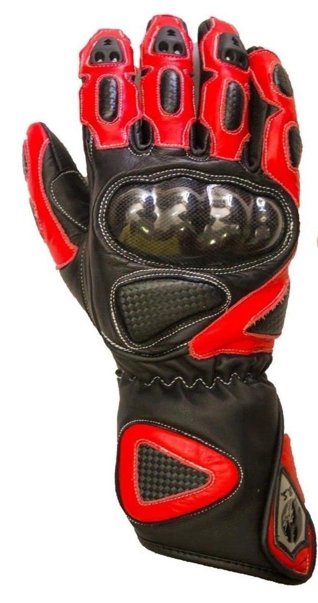 BI ESSE Gants de moto en cuir avec protections rigides pour piste de course