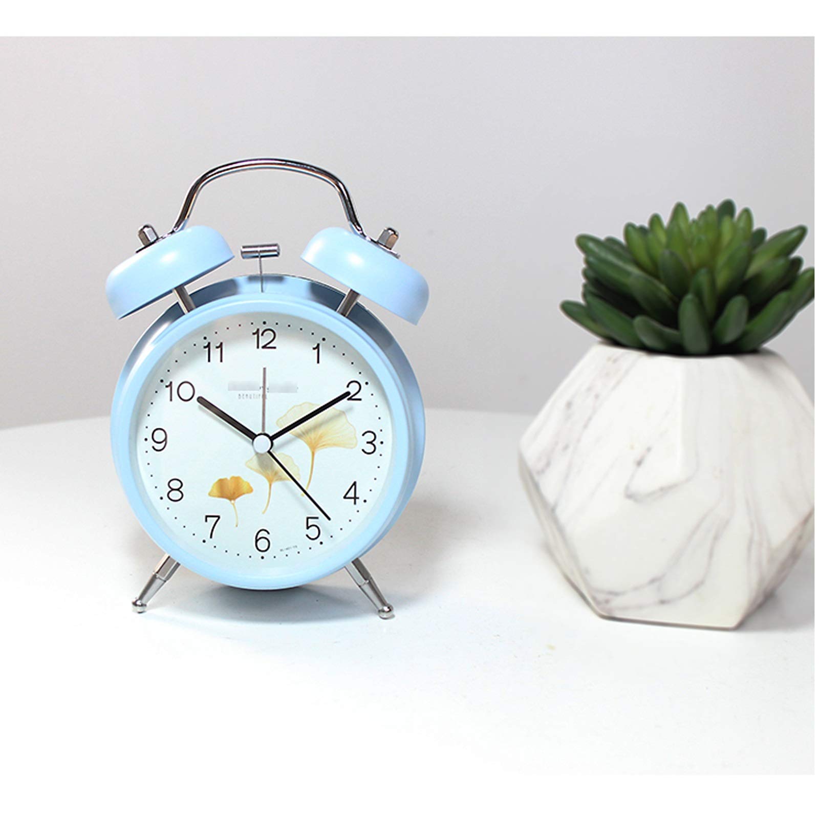 Reveil Bruyant pour Dormeurs Lourds, Double Cloche Fort,Grand Réveil Matin Métal,Horloge de Table Analogique Silencieux pour Chambre Bureau 16cm,Noir