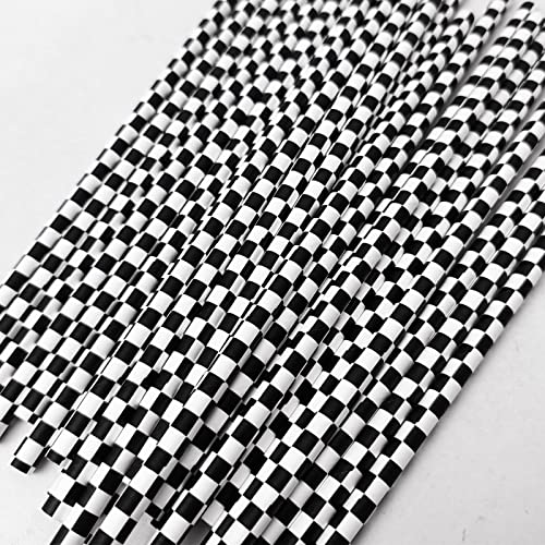 50 Pitillos de Papel Blanco y Negro para Fiestas de Carreras miniatura 5