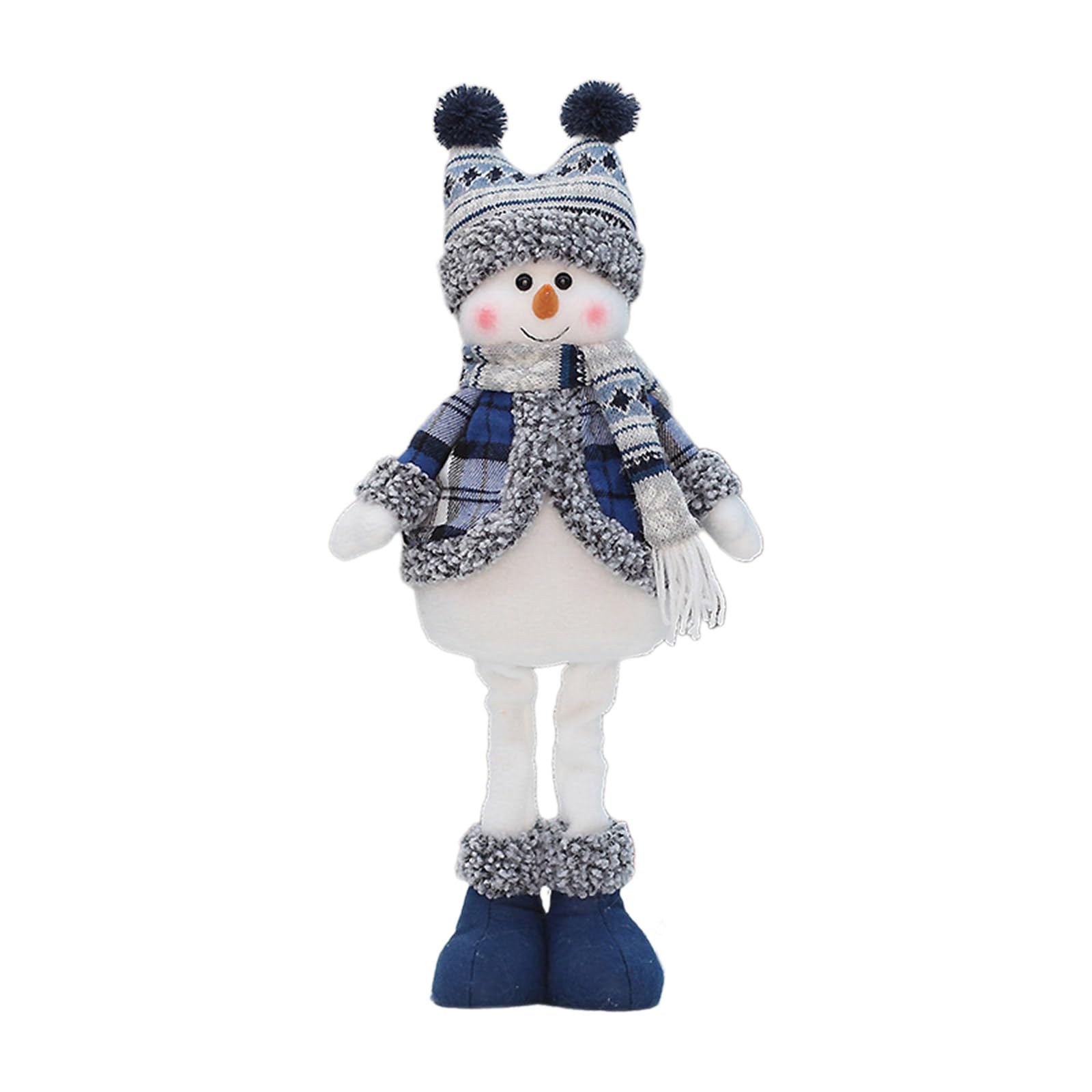 YWLUUOO Christmas Snowman Decoration Wearing Warm Hat & Scarf Plush Fabric Telescopic Snowman Standing Figure Doll Stretchable Decoration