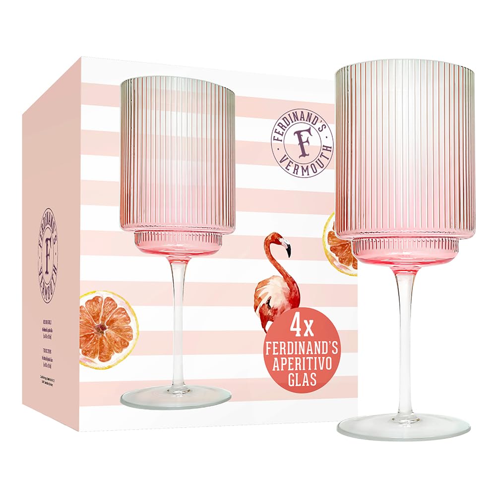 Ferdinand’s Rosé Aperitivo Gläser | 4er Pack | 540 ml Trinkgläser | Gläser für Aperitivo, Cocktails & Mixgetränke