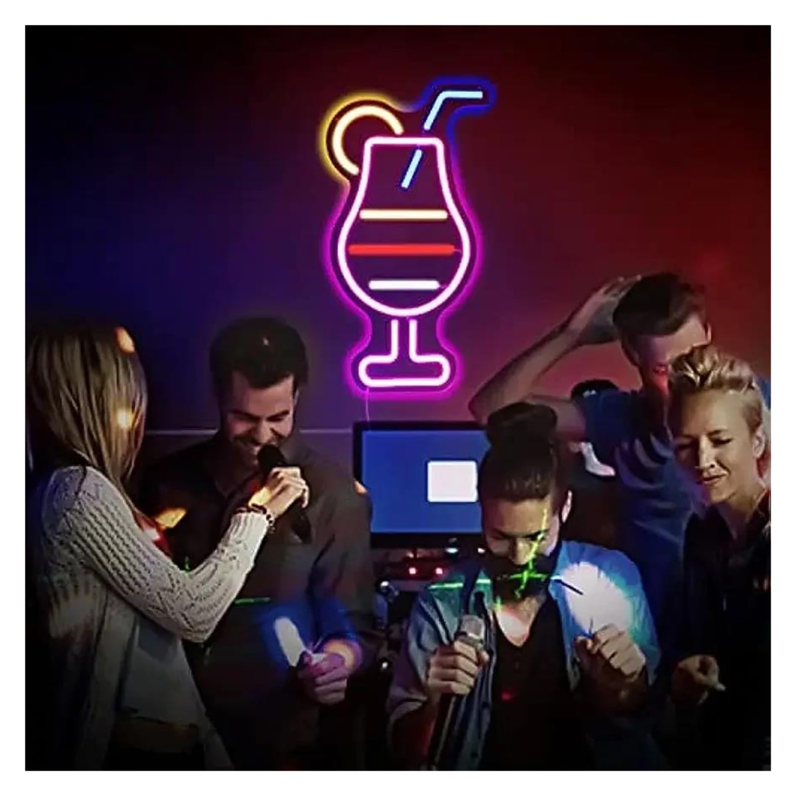 Wiszące neony artystyczne Koktajl Neon Sign Wall Decor USB Dimmer For Bar Party Man Cave Shop Business Window Display Decoration 20.5х37.5cm