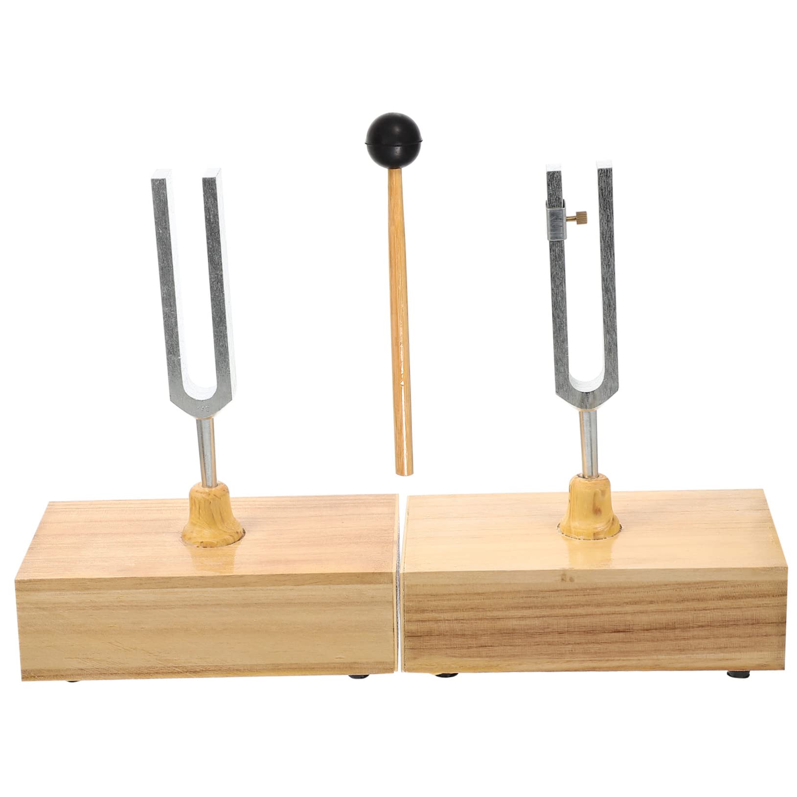 440hz Experiment Stimmgabelset für Physikalische Akustikversuche | 1 Satz mit Hammer und Holzsockel, Metall und Holzteile, für Unterrichtsversuche mit Klarer Schwingung