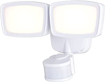 VAXCEL Integrated LED CCT Adjustable 2700LM Dual-Head Motion Sensor Outdoor Security Flood Light with 5 Modes, Motion-Activated, Dusk to Dawn LED Security Light for Garage, Patio or Yard, White