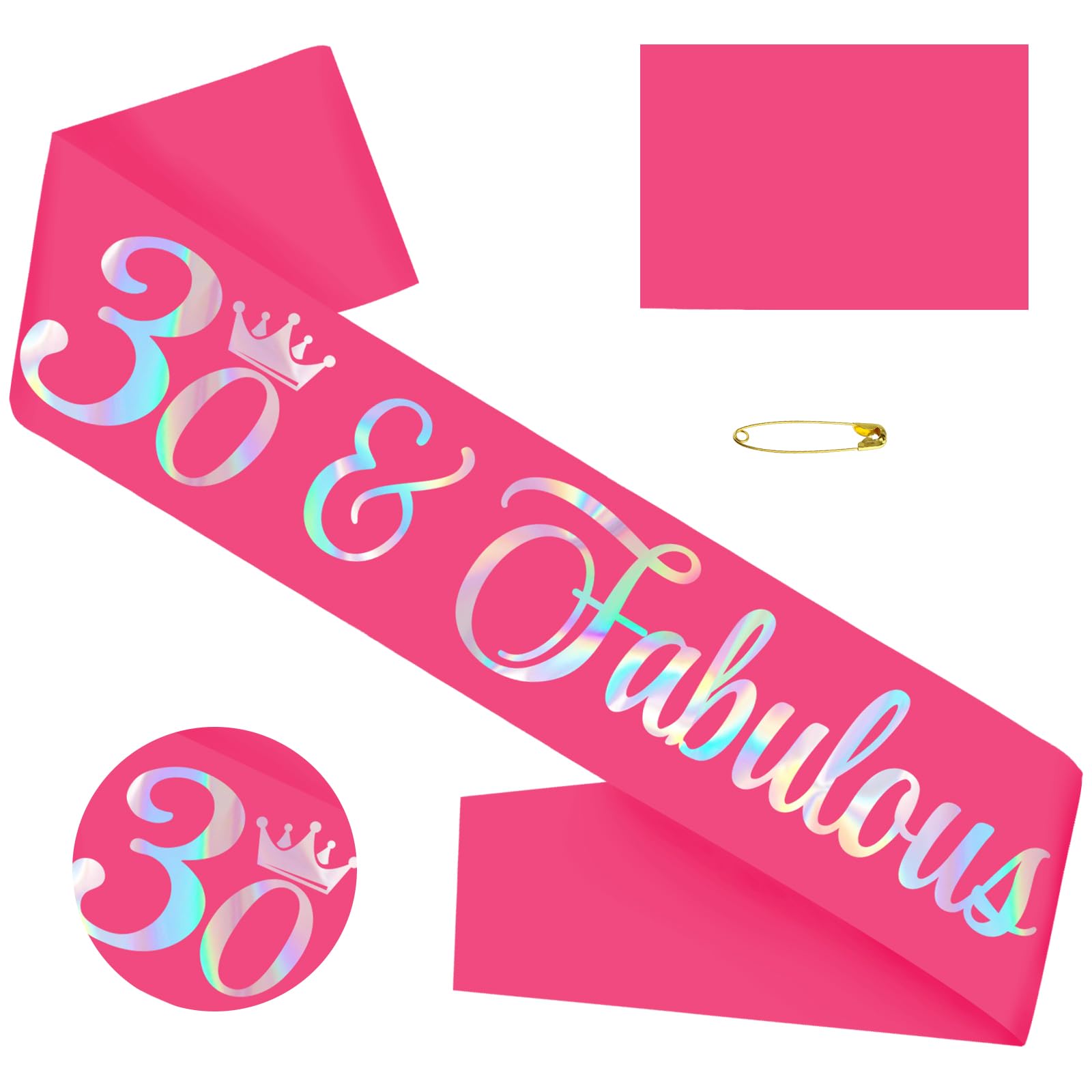 JXYCBZYing Fabulous 30th Birthday Sash with Iridescent Foil, Hot Pink Funny Thirty Birthday Sash for Women 30th Bday Party Decorations Bday Sign Gift(