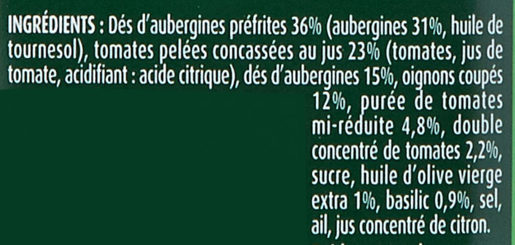 Cassegrain Aubergines cuisinées à la provençale 375 g - Lot de 4