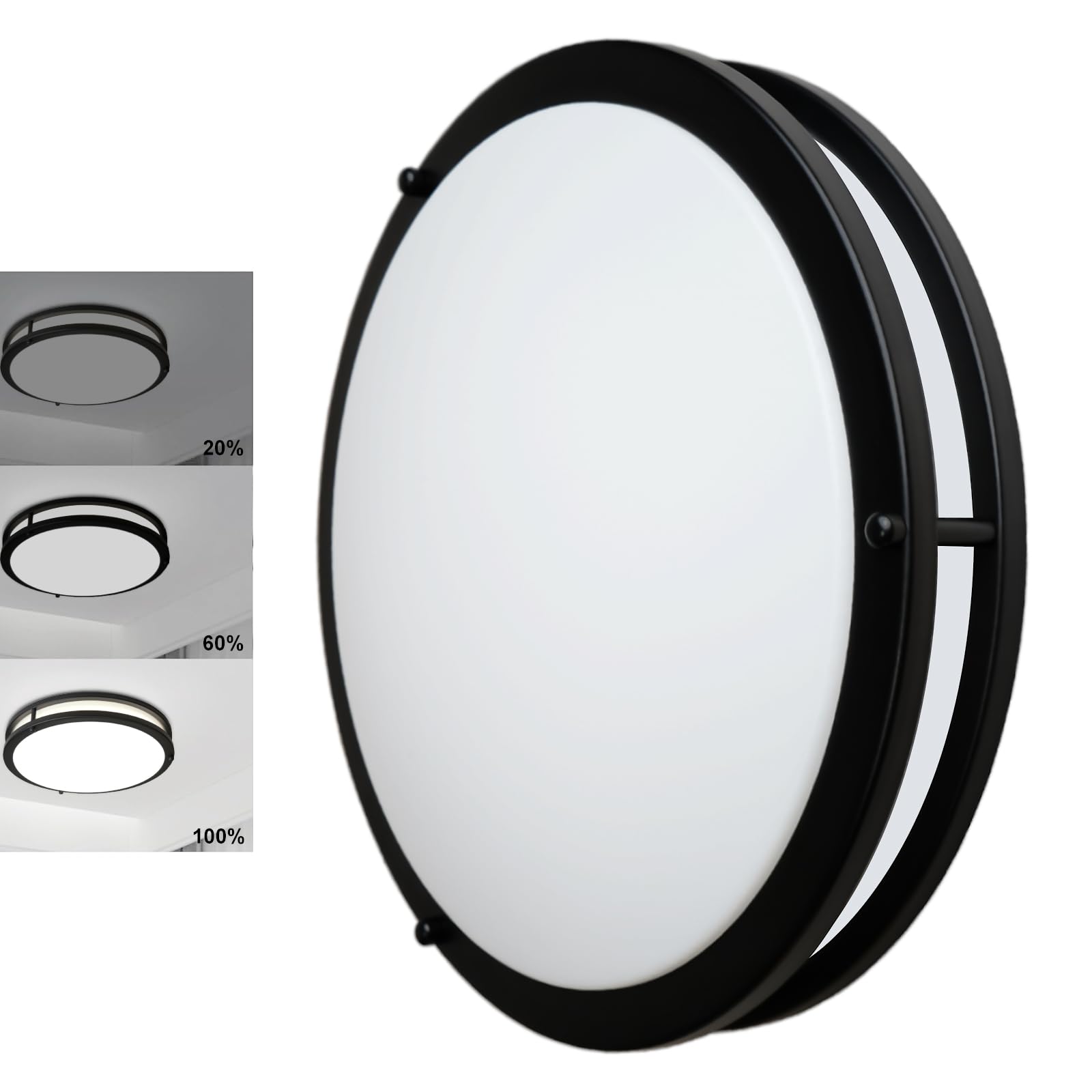 Elekeed 13Inch Flush Mount Ceiling Light Fixture, Modern Ceiling Lights Black Light Fixture 36W, Ceiling Lamp 5000K, Bright LED Ceiling Light Fixture for Hallway Bedroom Bathroom Kitchen, ETL Listed