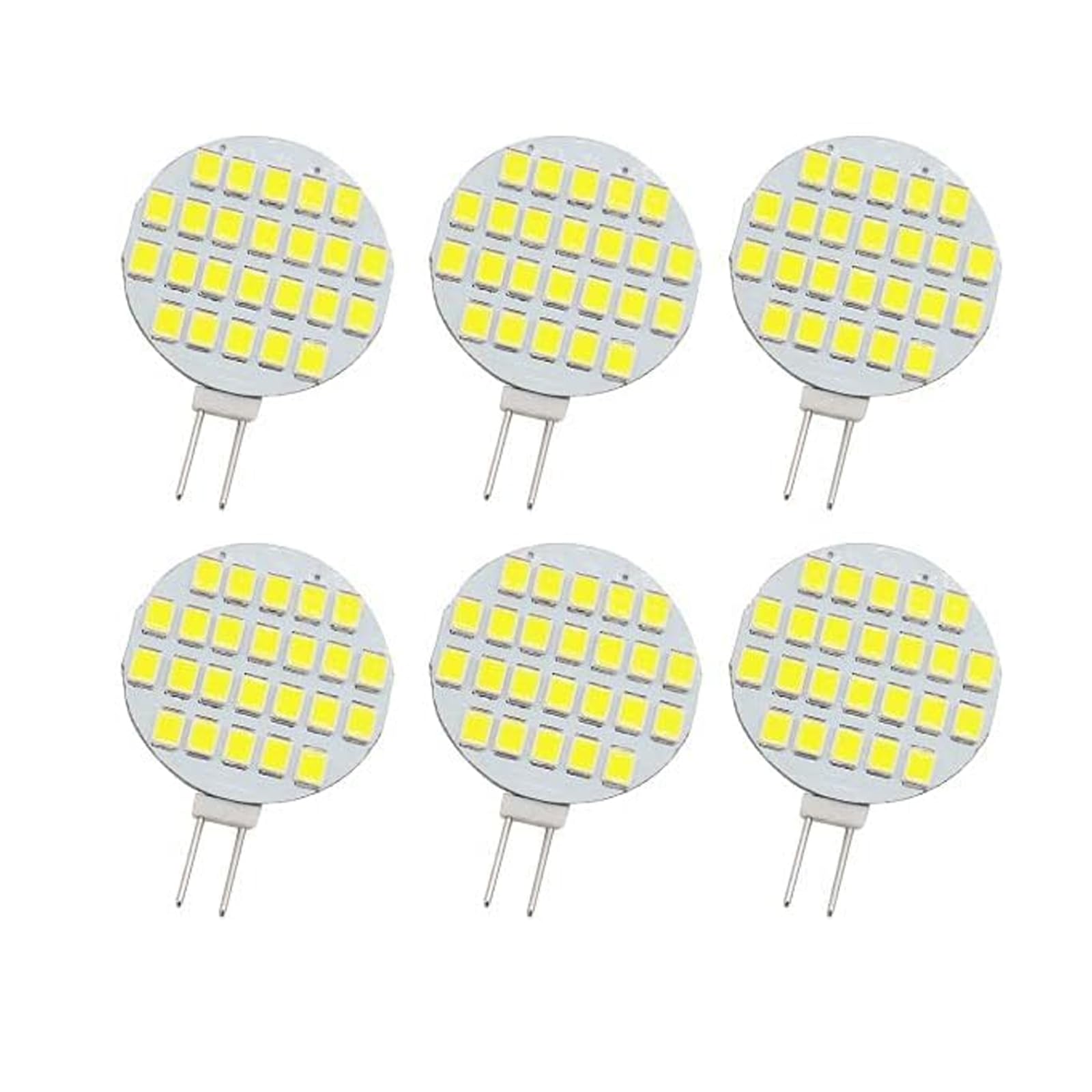 GRV G4 Bi Pin Base Halogen Replacement Bulb 24-2835SMD LED Bulb Lamp Super Bright RV Camper Under Cabinet Dome Light DC12V Dimmable Cool White Soft Light Pack of 6-