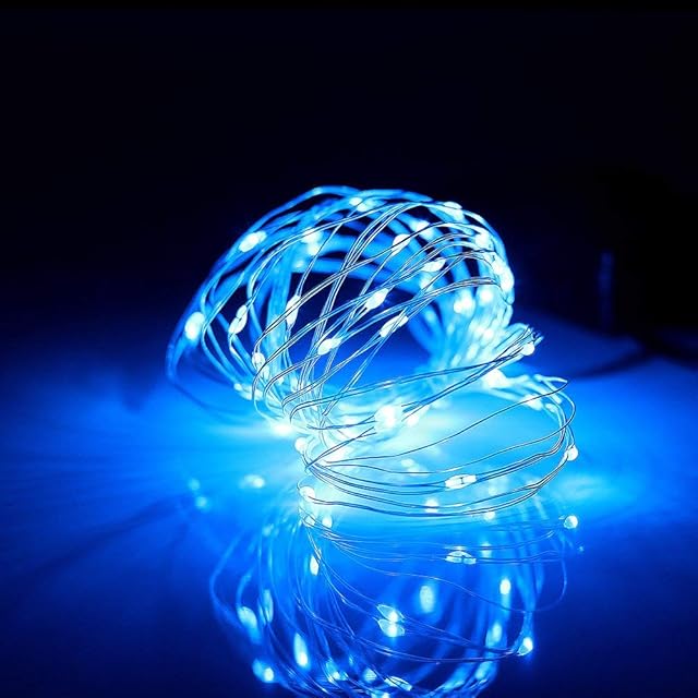Timewanderer Led String Starry Fairy Light AA Battery Operated Decorative Bright Micro Ultra 5m/16.4Ft 50 Thin LED Lights on Silver Wire for Christmas DIY Decoration (blue)
