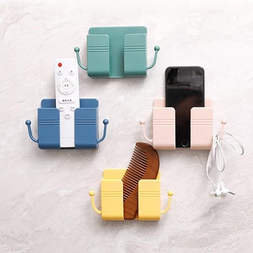 4 piezas de soporte para teléfono de montaje en pared, autoadhesivo, junto al organizador, caja de almacenamiento, soporte de teléfono de carga de