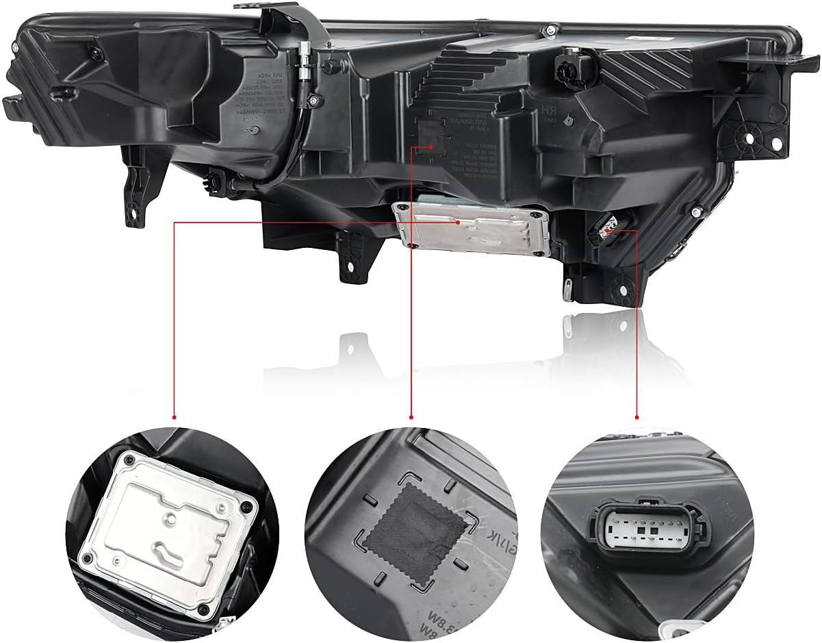 Black LED Headlight Assembly Compatible With 2020-2024 Ford Explorer XLT/Limited non-Adaptive Full LED w/DRL Headlights OE Style Headlamp Left Driver Side MB5Z13008AU FO2502399