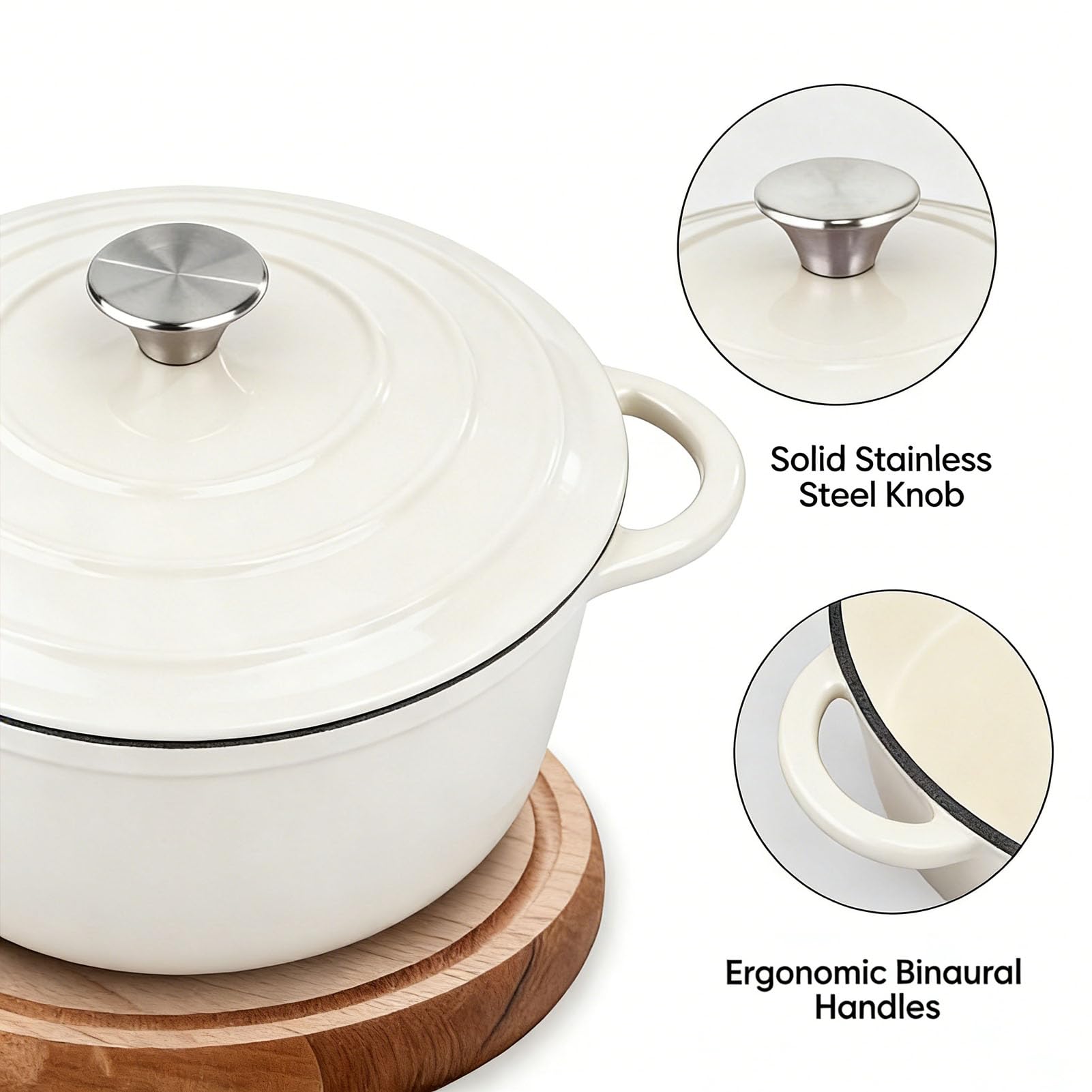 banapoy Pentola Forno Olandese in Ghisa con Coperchio, Pentole Adatte (26CM)
