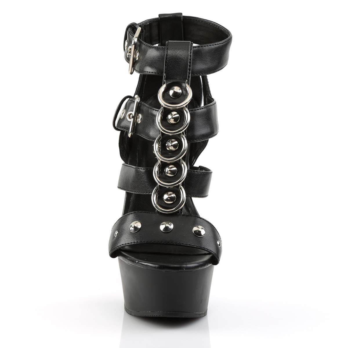 Pleaser Women's Delight-658/Bpu/M Platform Sandal: 8 Black Faux Leather/Black