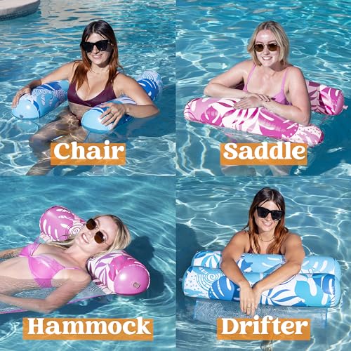 image for Sloosh 2 Packs Hammock Pool Floats Adults, 4-in-1 Multi-Purpose Inflat