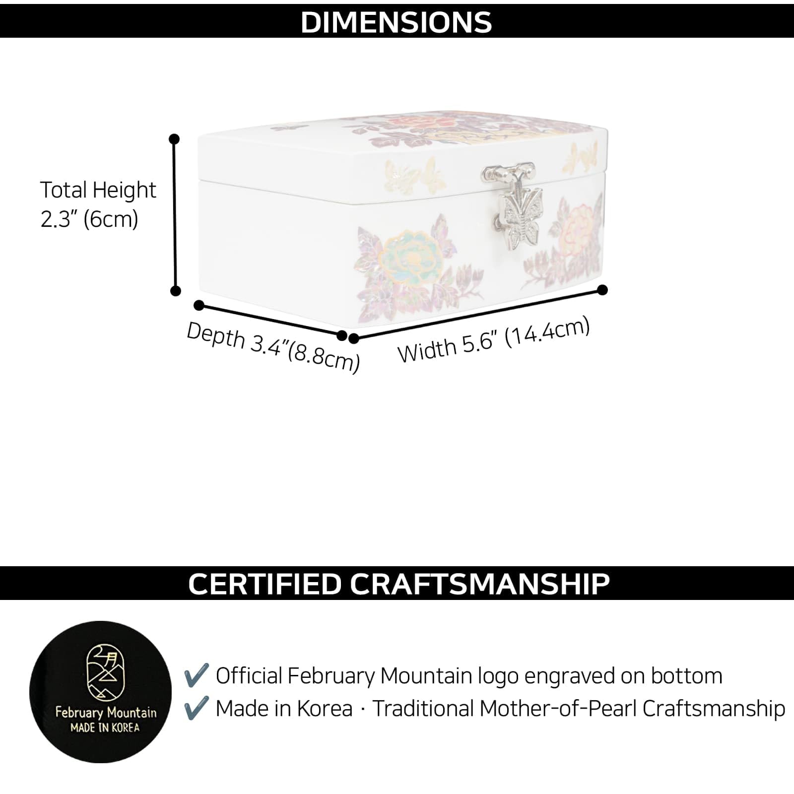 February Mountain Schmuckkästchen aus Perlmutt für Damen, Mädchen, Ehefrau, für Ohrringe, Armbänder, Ringe, Uhren, Jahrestag, Geburtstag, Weihnachten, Geschenke für Frauen (White_Crane)