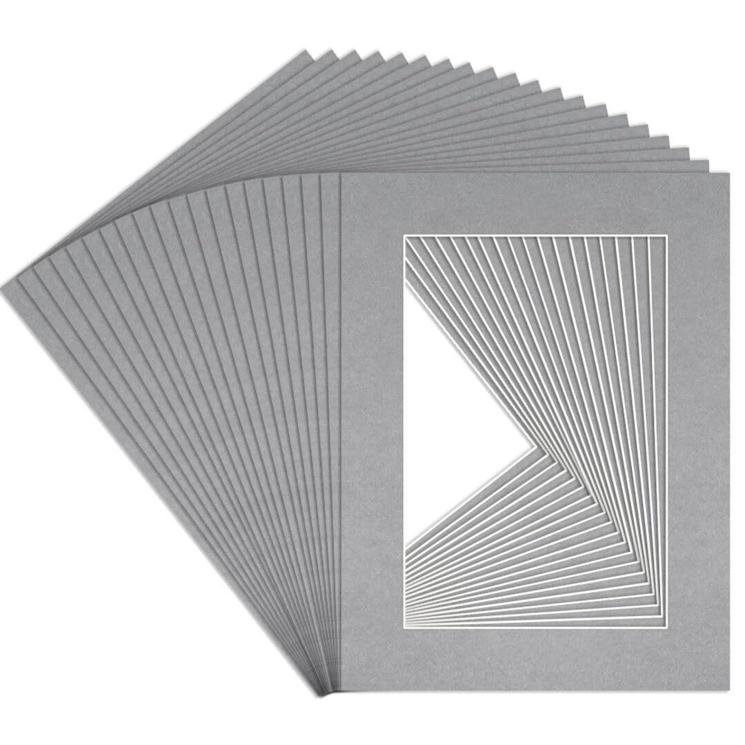 Procut Global 24x18" Silver Picture Mounts to Fit 18x12" Aperture - Precision Cut Cardboard Photo Mount - Ideal for Frames, Prints, Artwork & Certificates - Sizes & Colours Available - 20 Pack โ image 1
