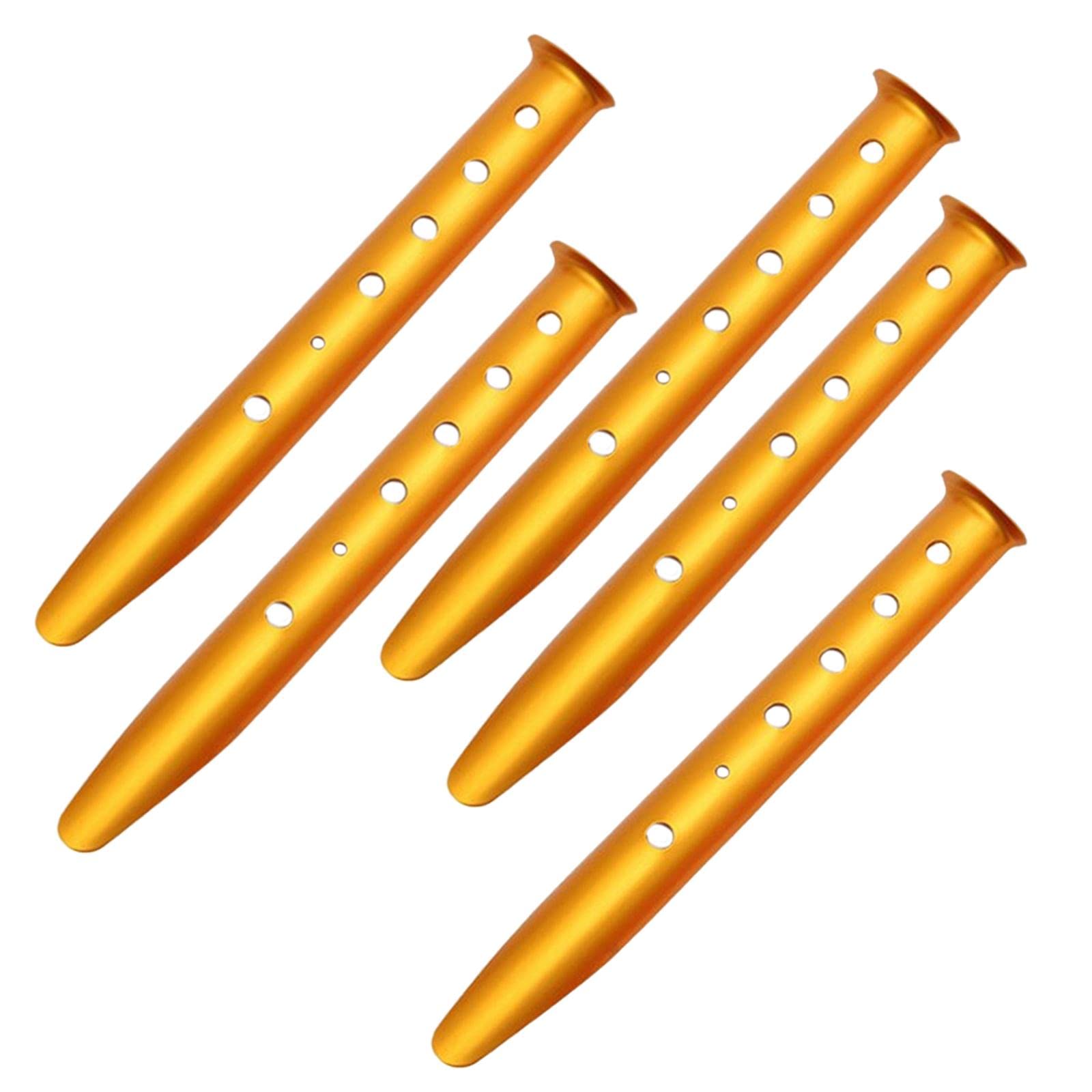 5x Portable Tent Stakes Pegs Ground Nails Snow Camping Yellow 31cm