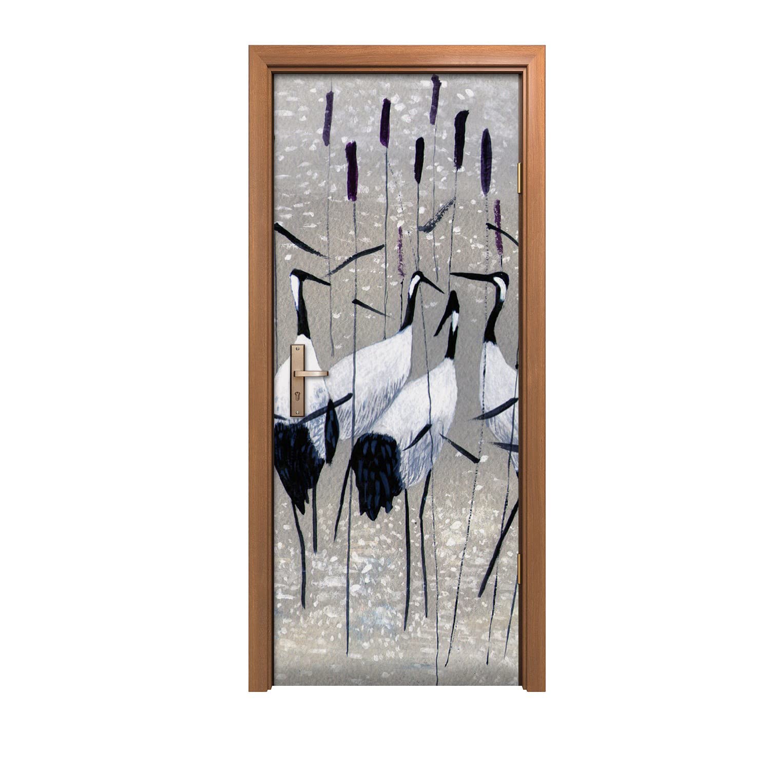 Autocollant de porte 90x200cm animaux et oiseaux pour décoration murale design