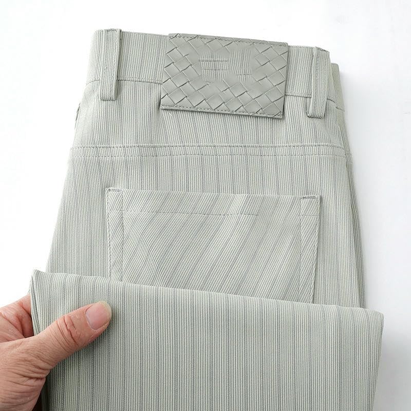 USTZFTBCL Men's Summer Thin White Striped Slim Straight Five-Pocket Casual Jeans2