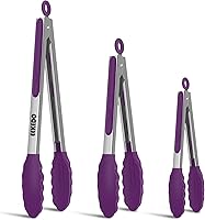 Vista 19 de Pinzas de cocina, pinzas de silicona de acero inoxidable para cocinar a 600ºF de alta resistencia al calor, pinzas de bloqueo para barbacoa, juego