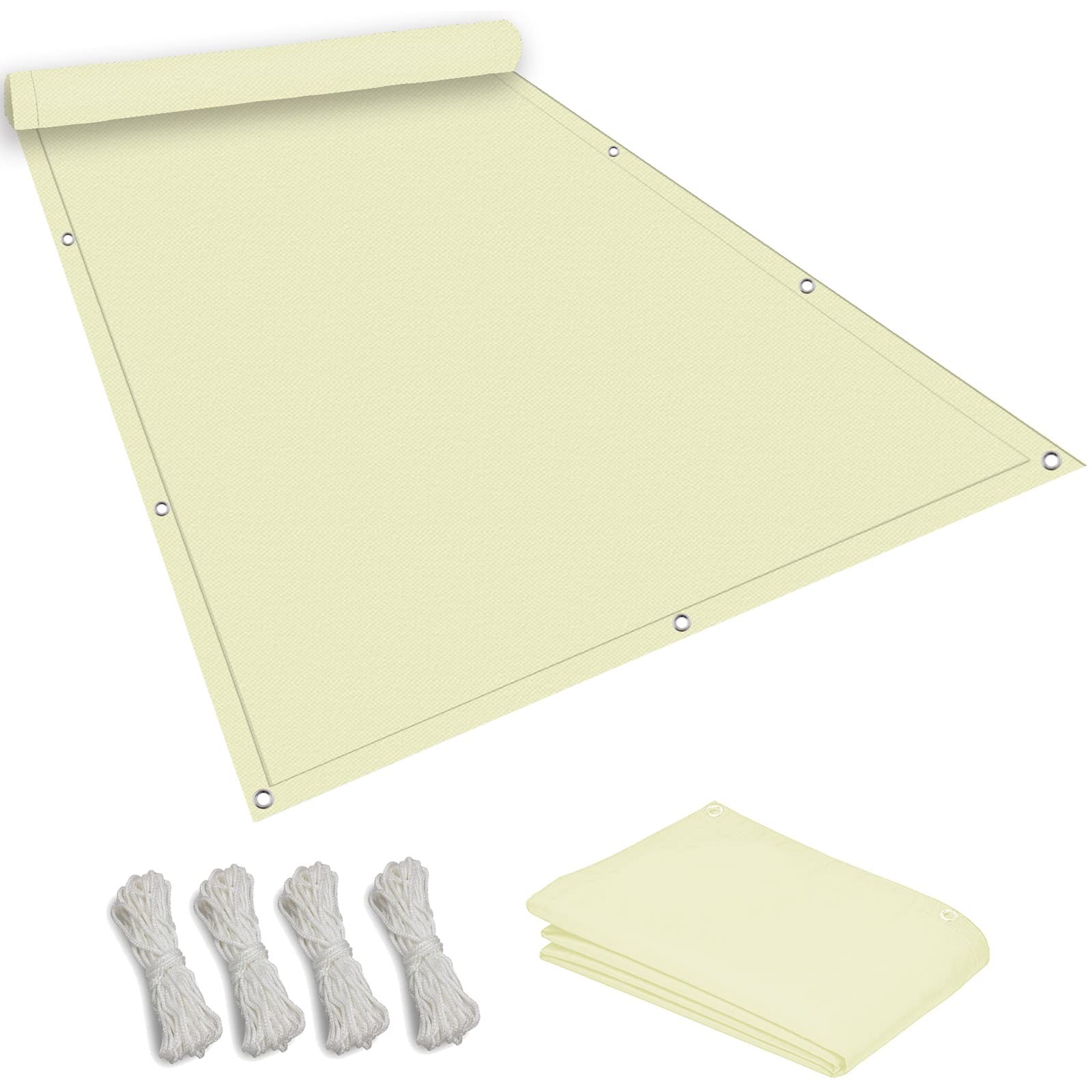 Voile d'ombrage beige 1.7x1.8m imperméable en polyester résistant pour balcon
