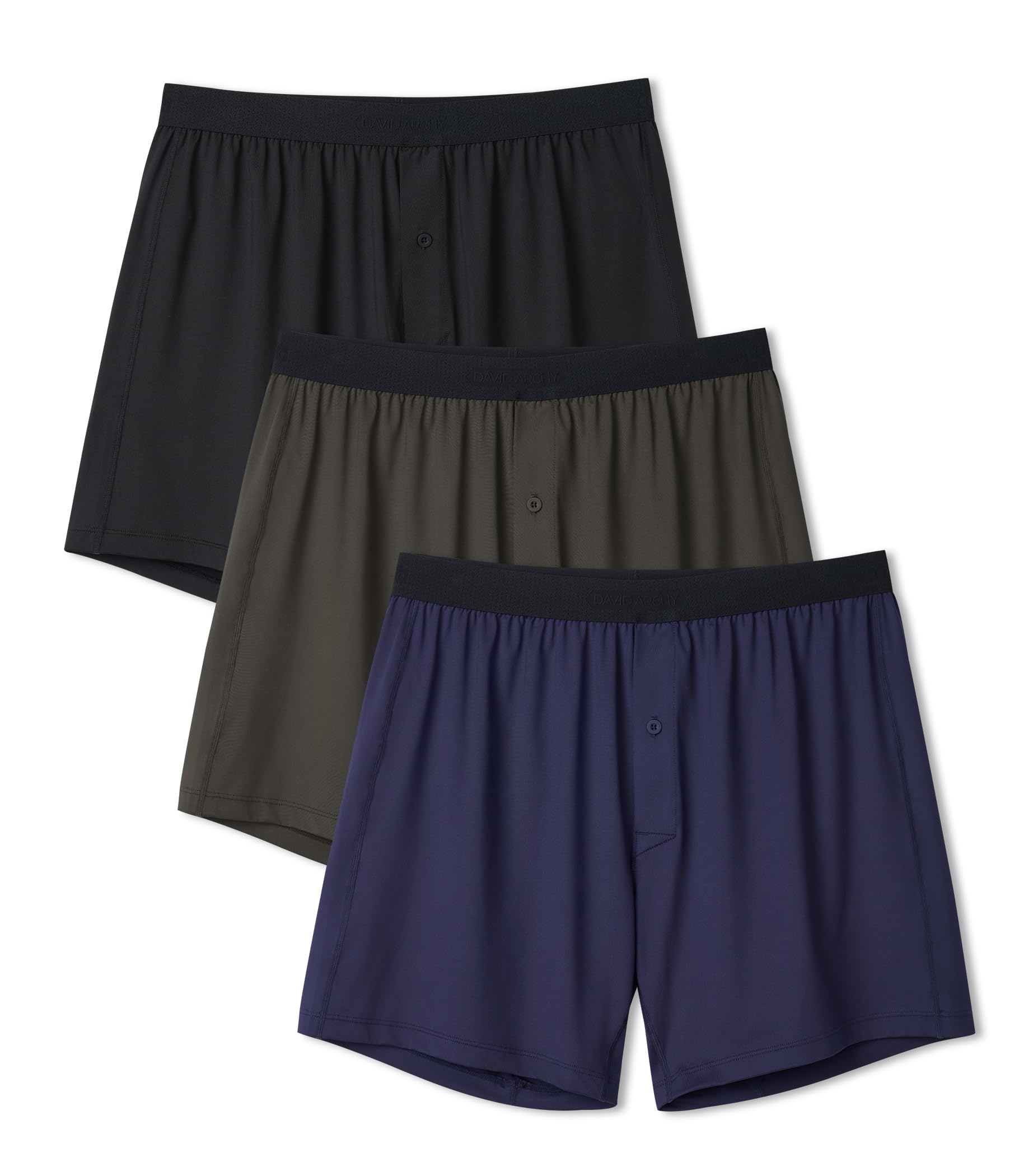 DAVID ARCHY Mens Light Sports Boxer Shorts Underwear Breathable and Cool Boxers with Button Fly 3 or 5