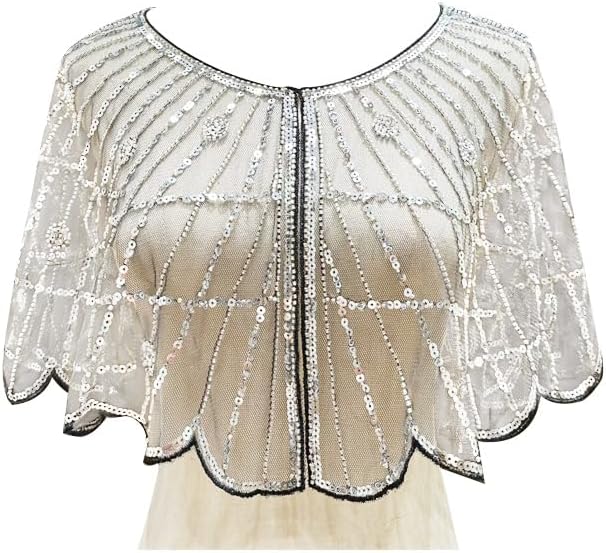 Specell 1920s Shawl Bridal Shawls Sequin Beaded Shawl And Wraps Bolero Flapper Cover Up For Evening Dresses Wedding Party Etc - Image 9