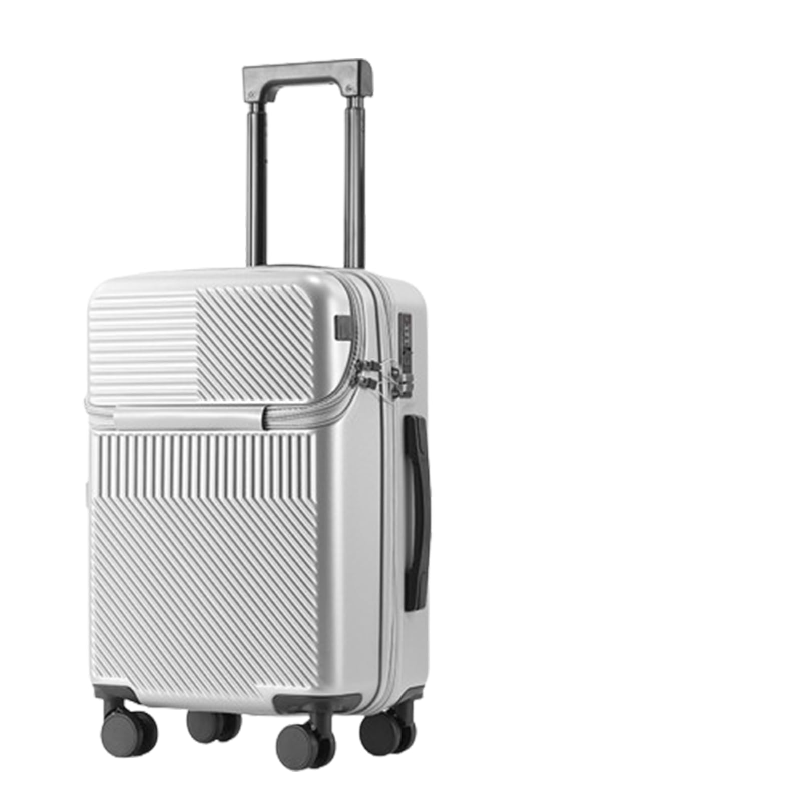 Bagaż z twardą obudową, walizka na kółkach typu spinner, aluminiowa rama, walizka podręczna, interfejs USB, uchwyt na kubek, na wakacje służbowe (srebrny 74 cm), Srebrny, 29inch