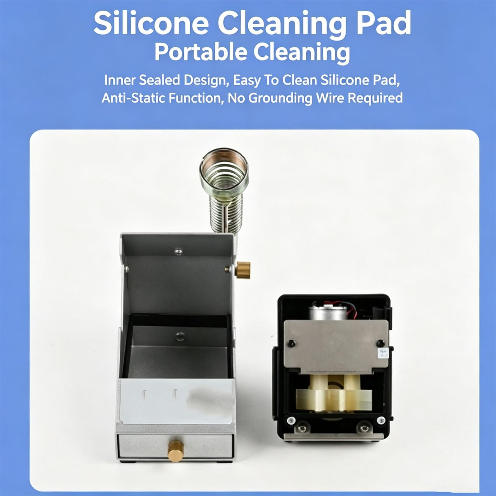 Pulitore Per Punte Di Saldatura, Stazione Di Pulizia Ad Aria Compressa Con Contenitore Per Scorie, Pulizia Senza Acqua, Design Anti-schizzo, Velocità 2500 Giri/min, Per Riparazione Pcb, Cura