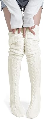Pcavin Women's Thigh High Socks Over the Knee Cable Knit Boot Socks, Long Warm Fashion Leg Warmers Winter