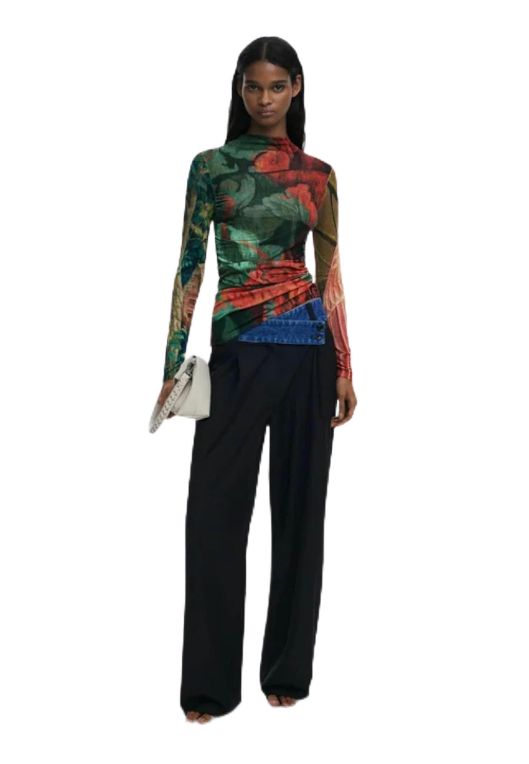 Desigual JERS_Tapiz_LACRO Pullover Sweater, Verde, XS Women's