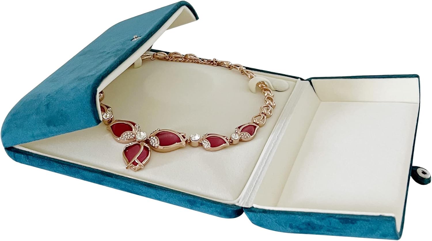 Pearl Necklace Case Premium Grade Unique Blue Velvet Large Necklace Banquet Jewelry Case Packaging Pear Strand (Jewelry not included)